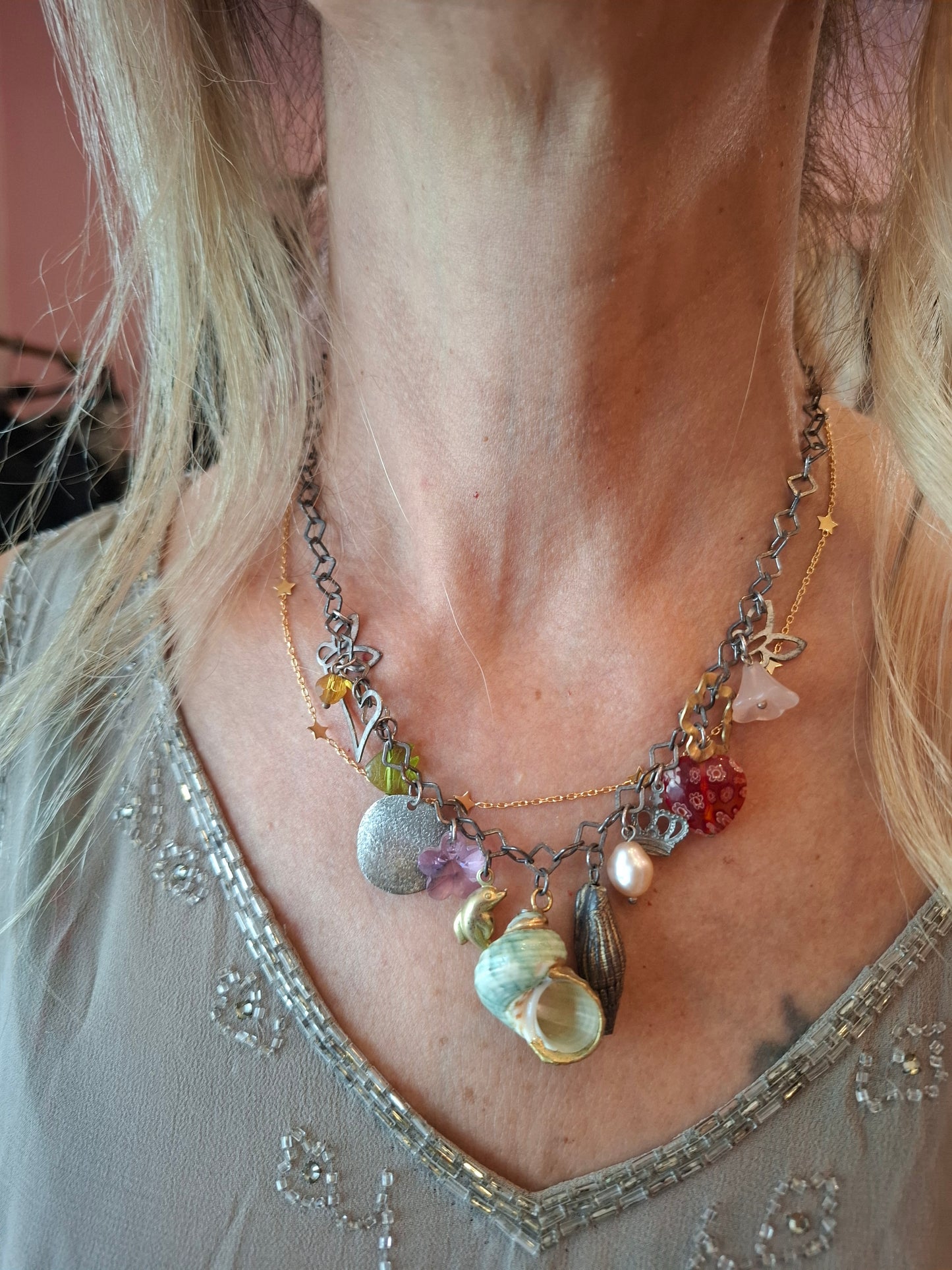 Collana arg con pendenti