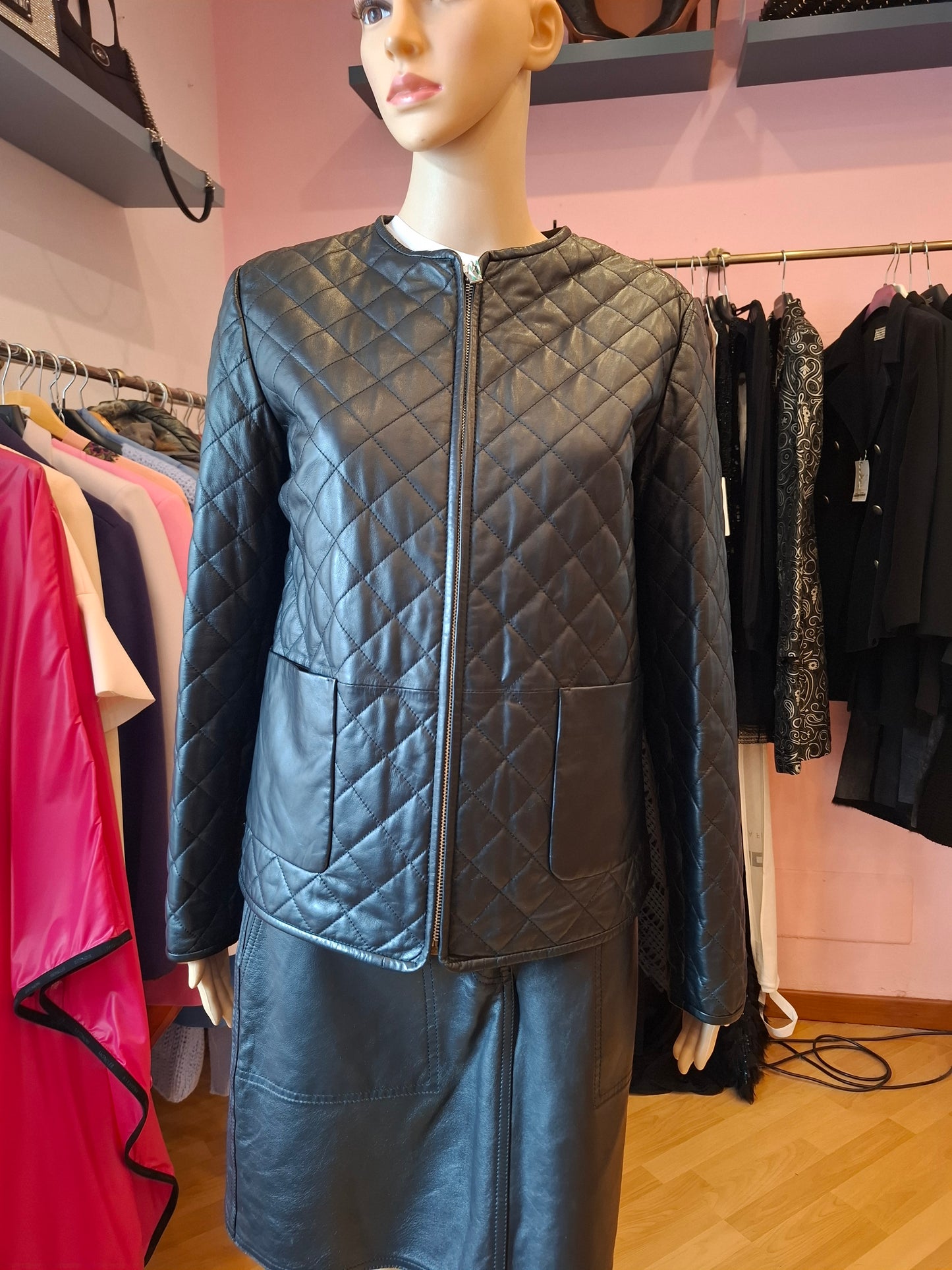 Giacca pelle Intrend nera tg S/M