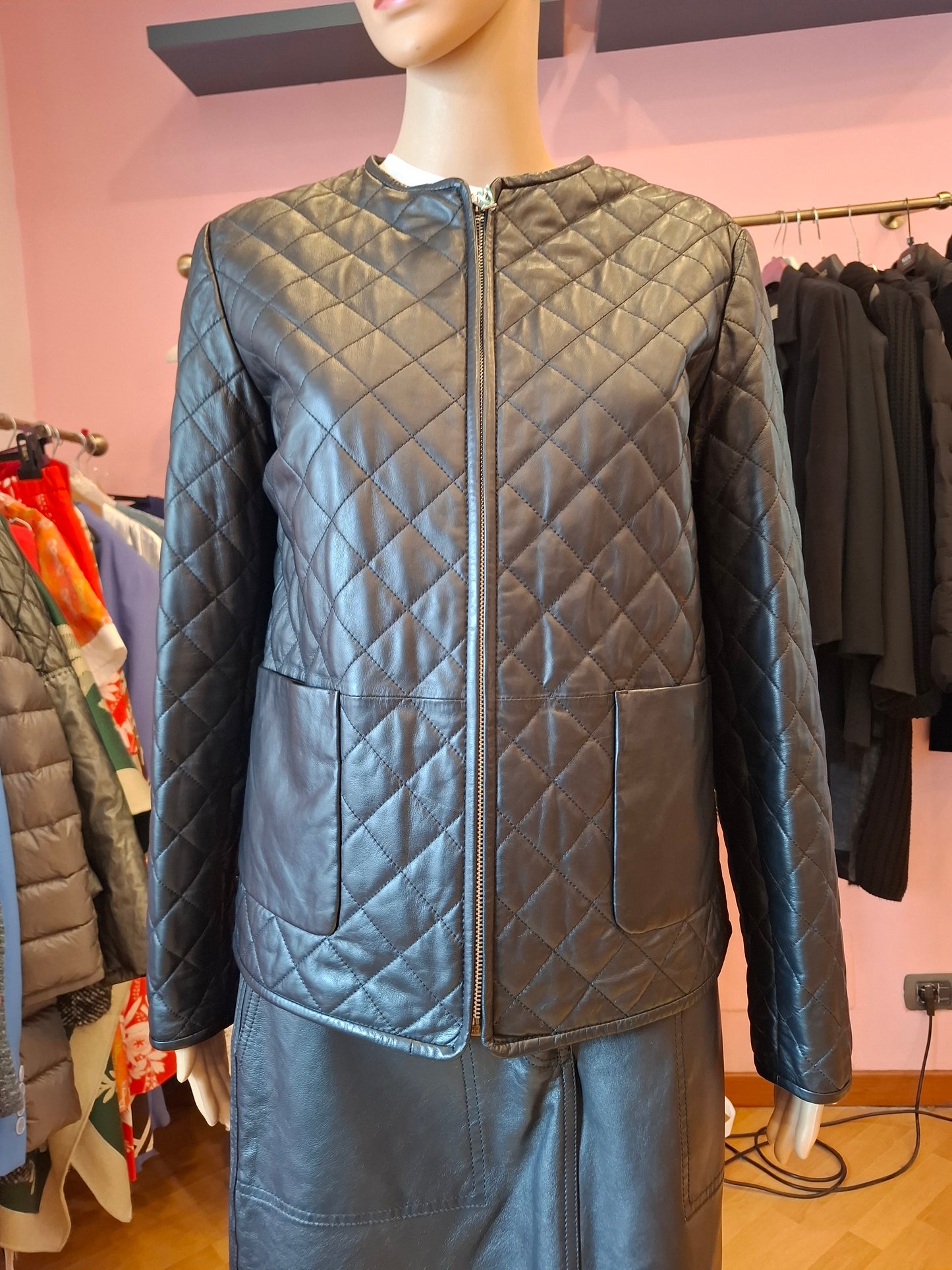 Giacca pelle Intrend nera tg S/M