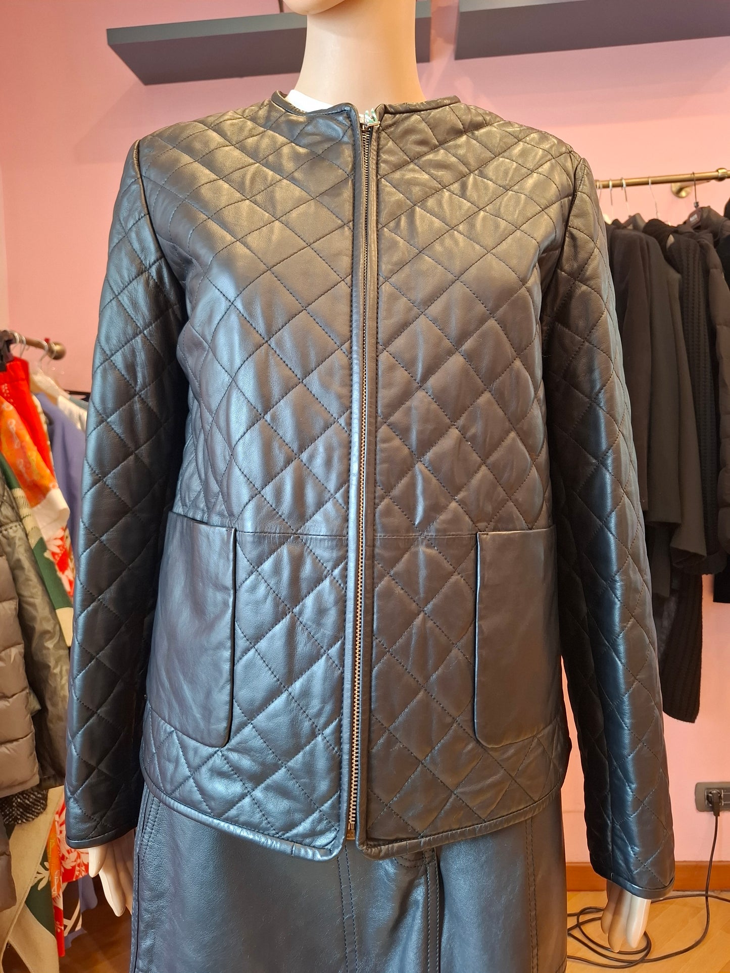 Giacca pelle Intrend nera tg S/M