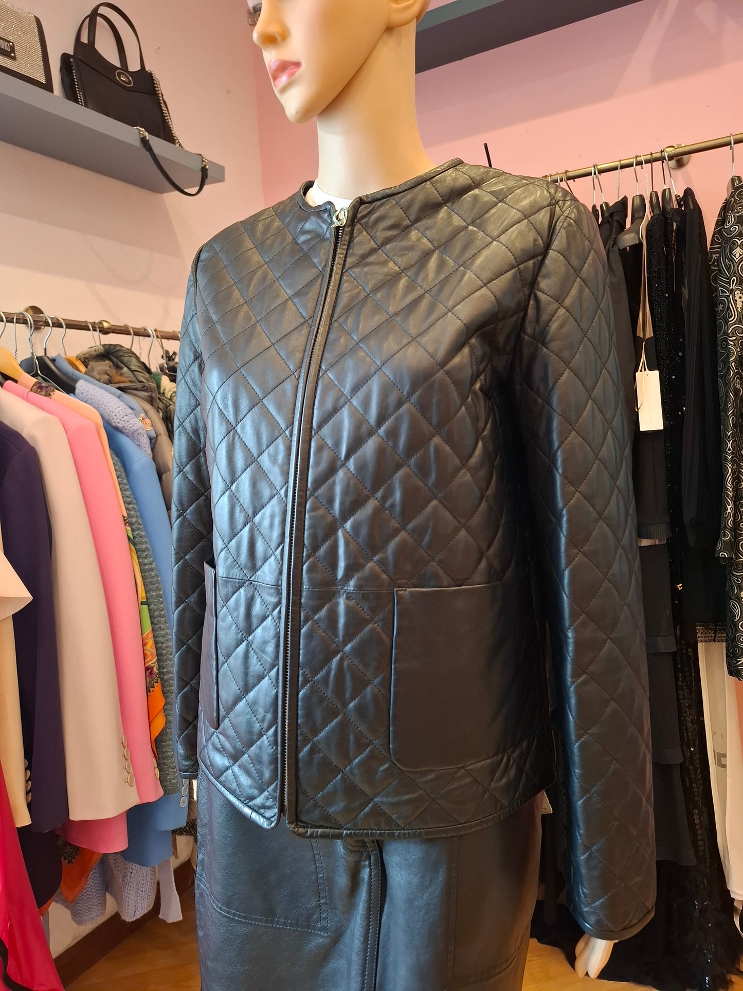 Giacca pelle Intrend nera tg S/M