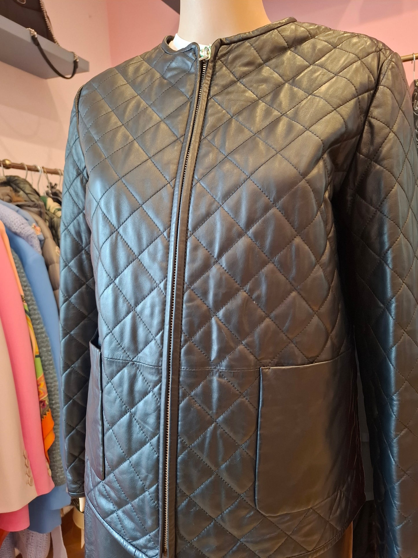 Giacca pelle Intrend nera tg S/M