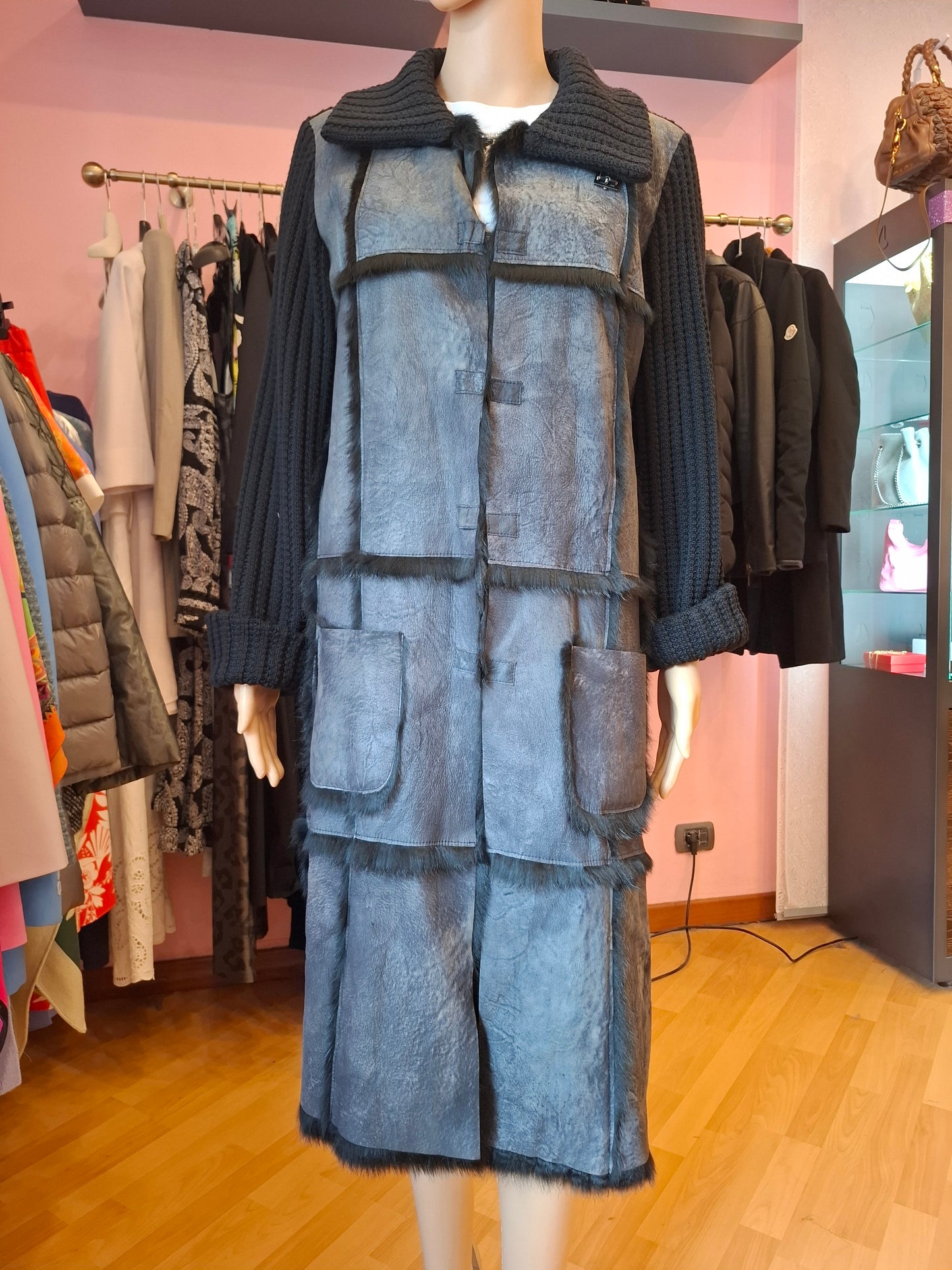 Cardigan Marisa Monti tg 44 pelle e lapin