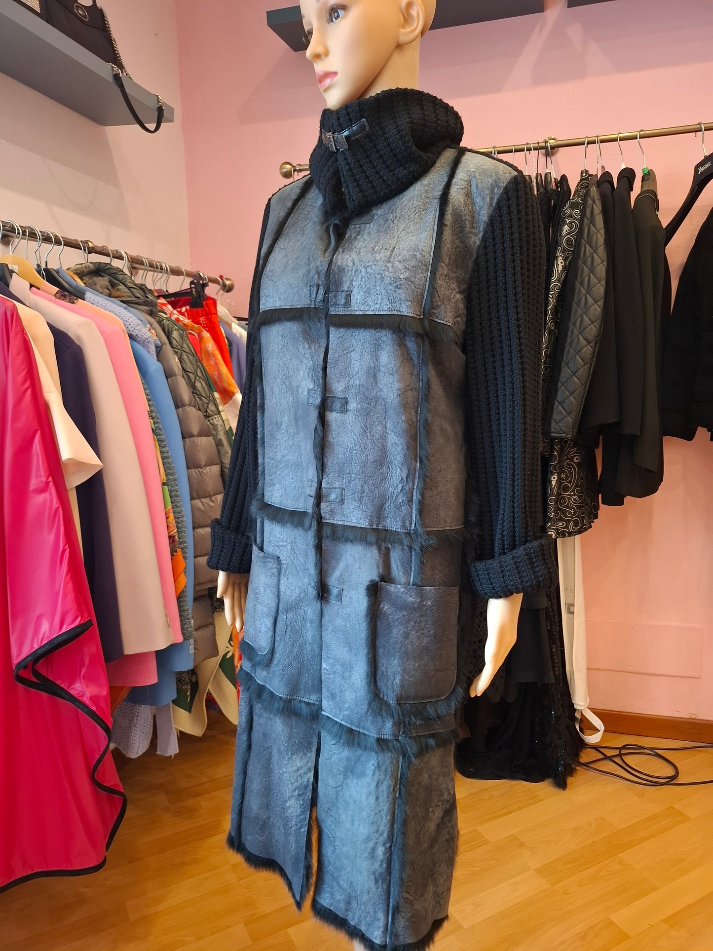 Cardigan Marisa Monti tg 44 pelle e lapin