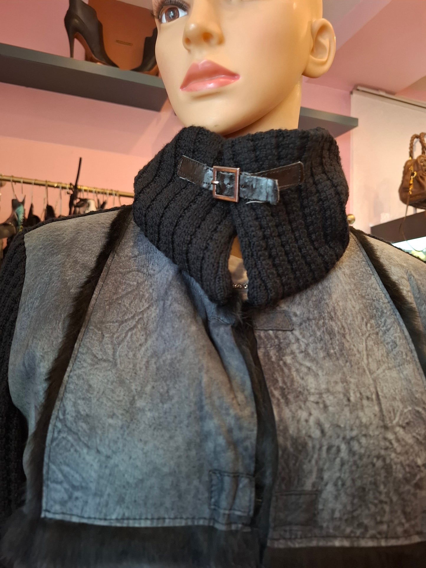 Cardigan Marisa Monti tg 44 pelle e lapin