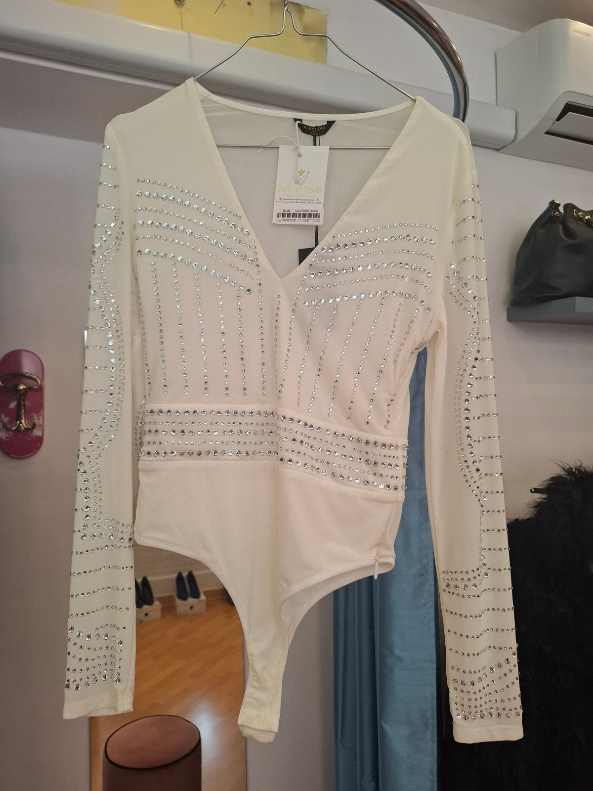 Body Guess bianco strass tg M nuovo