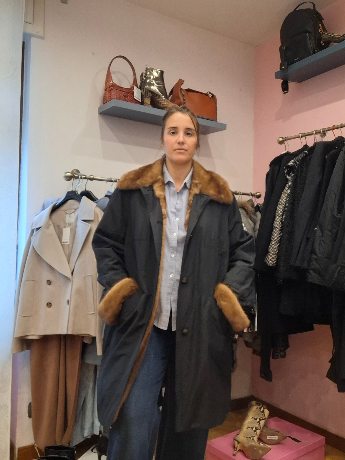 Trench vintage inserto visone Chieri tg L/XL