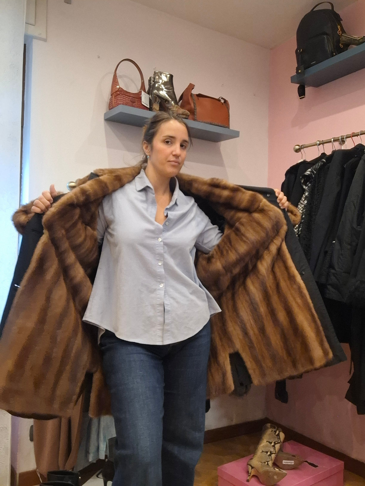 Trench vintage inserto visone Chieri tg L/XL