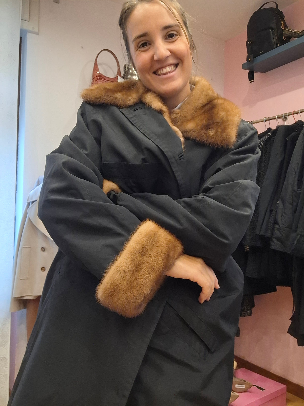 Trench vintage inserto visone Chieri tg L/XL