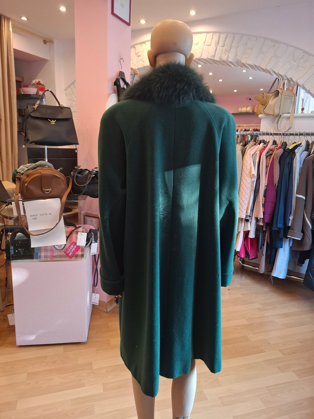 Cappotto vintage tg M collo volpe verde