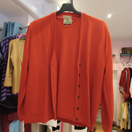 Twinset rosso in cashmere e seta tg M