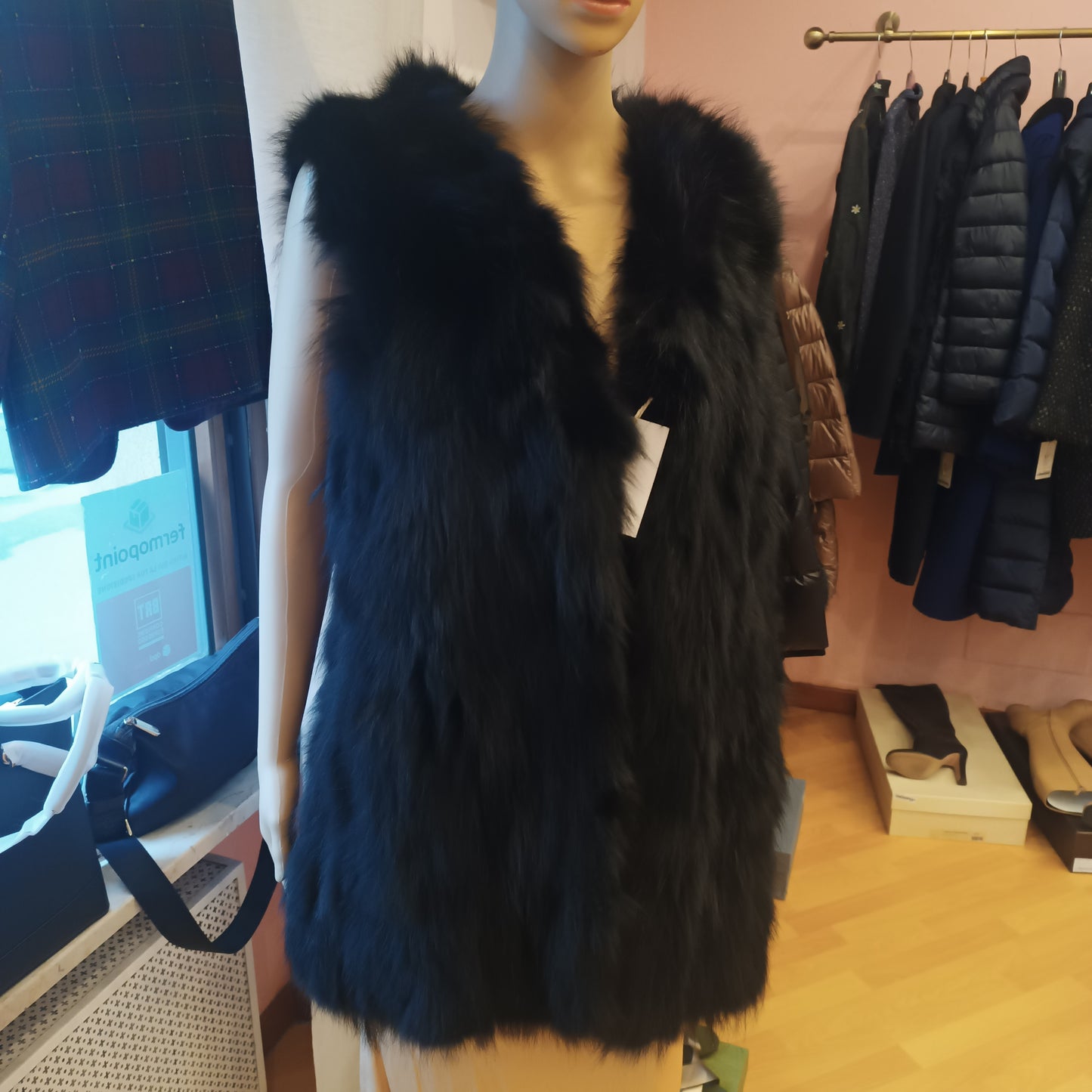 Gilet nero di volpe tg M