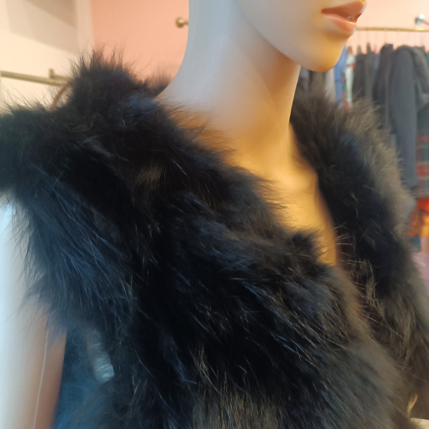 Gilet nero di volpe tg M