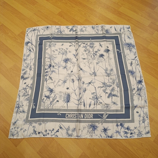 Foulard Dior in seta turchese e bianco