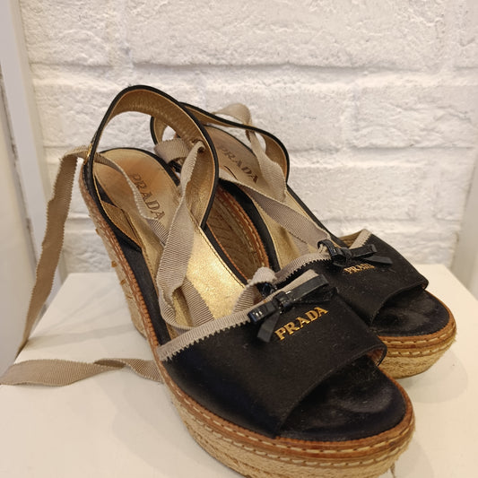 Zeppa Prada nera in raso n*38.5