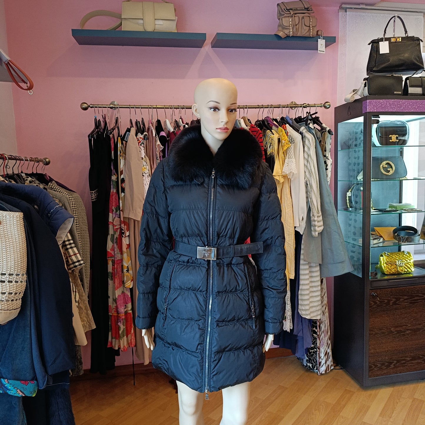 Piumino Prada  collo volpe tg 40