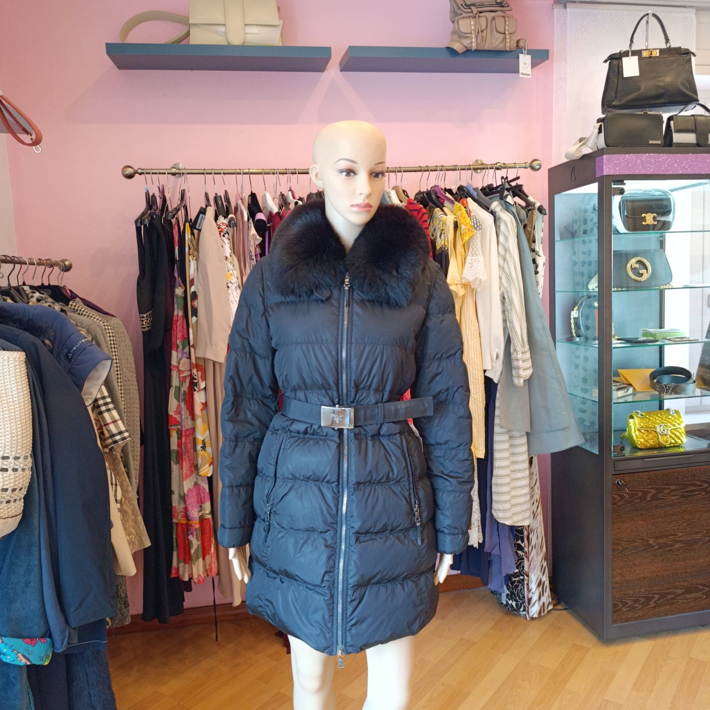 Piumino Prada  collo volpe tg 40