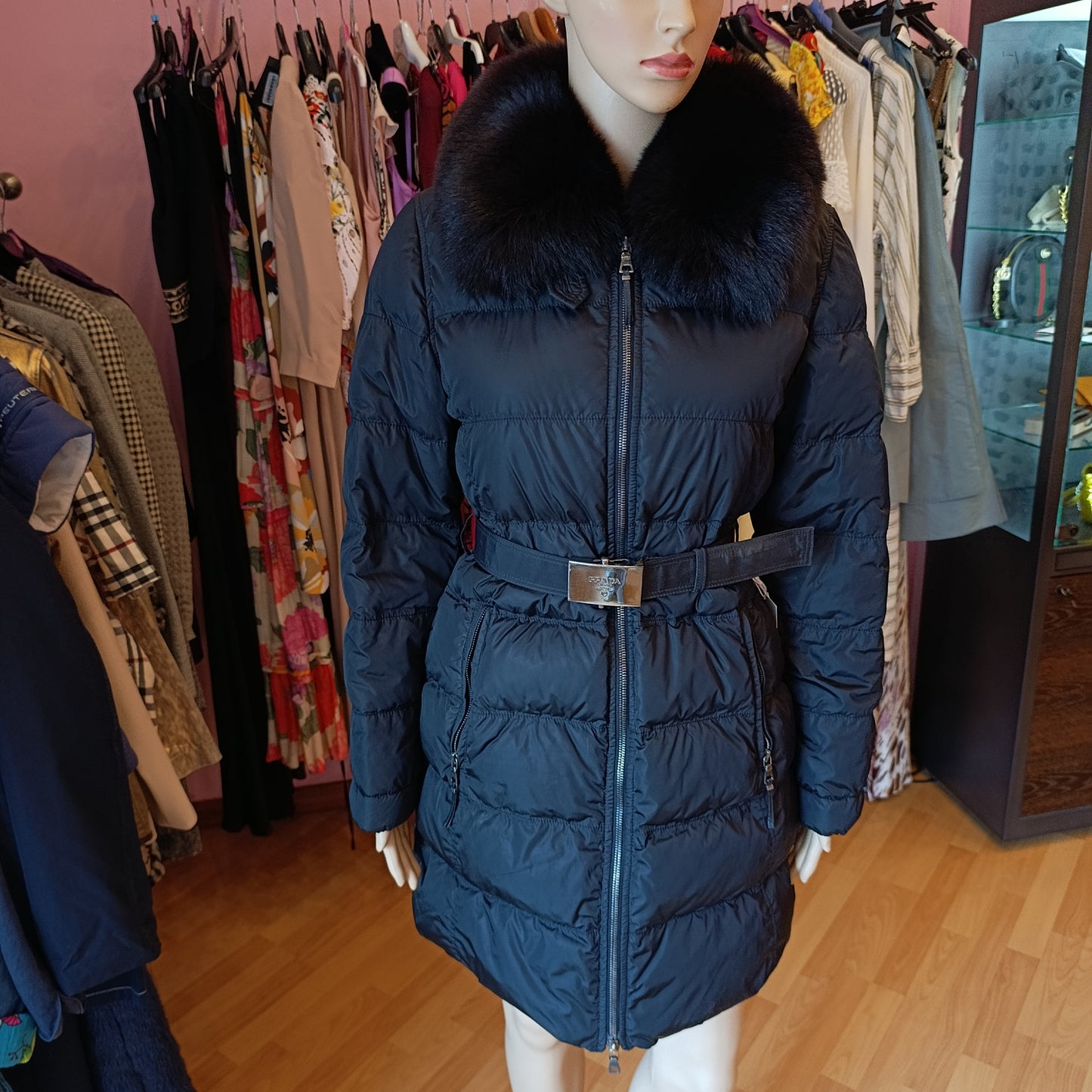 Piumino Prada  collo volpe tg 40