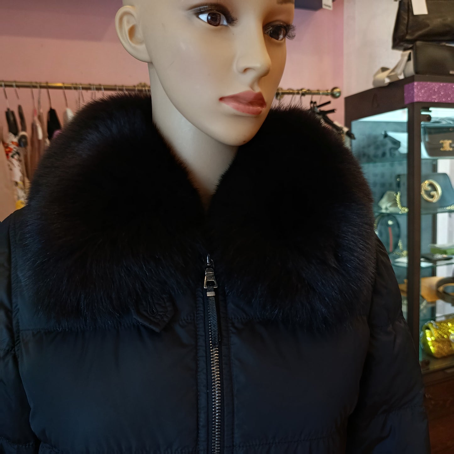 Piumino Prada  collo volpe tg 40