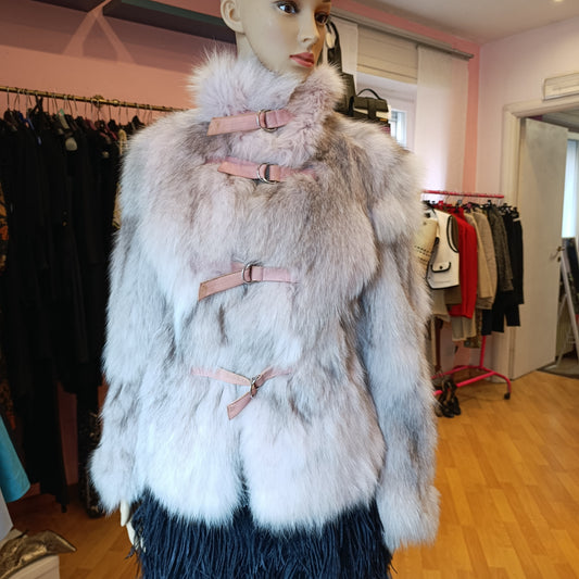 Pelliccia volpe inserti pelle tg S