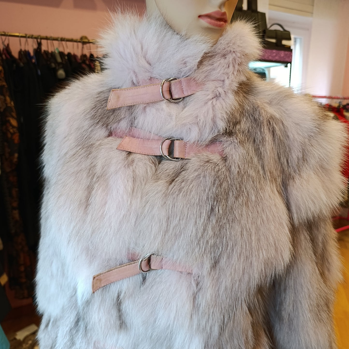 Pelliccia volpe inserti pelle tg S
