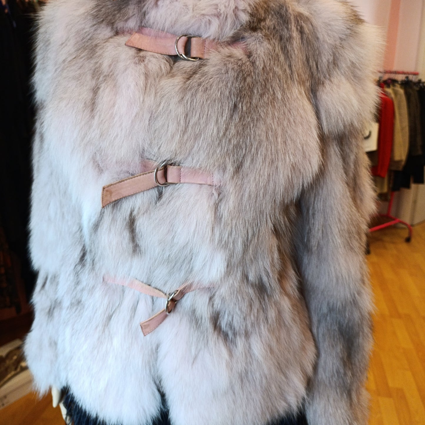 Pelliccia volpe inserti pelle tg S