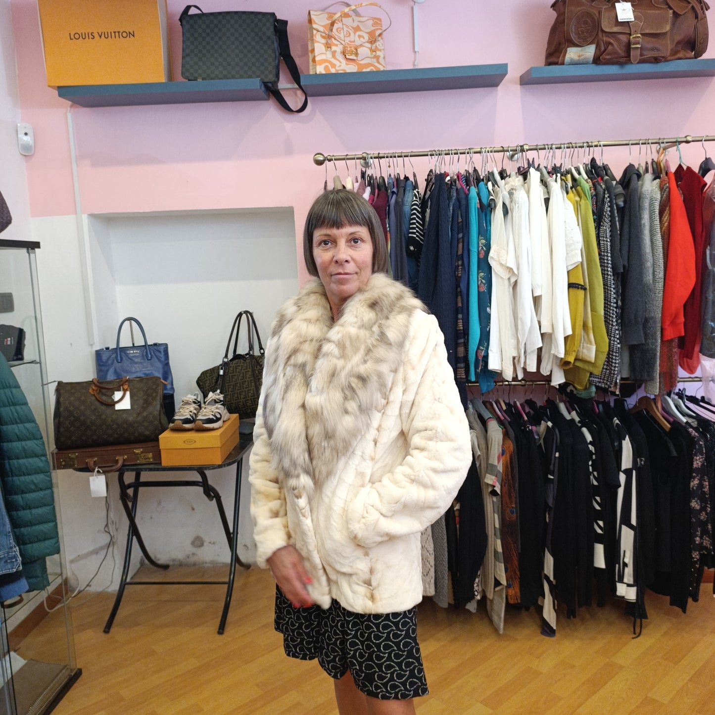 Pelliccia visone bianca tg M