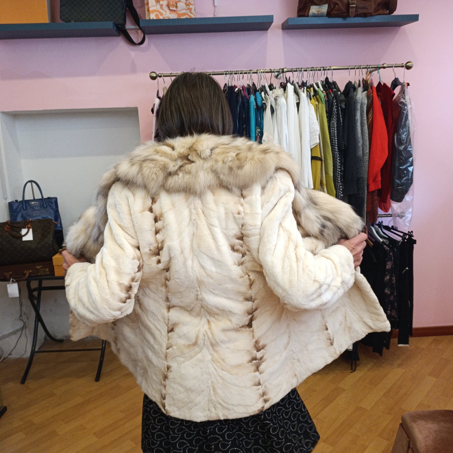 Pelliccia visone bianca tg M