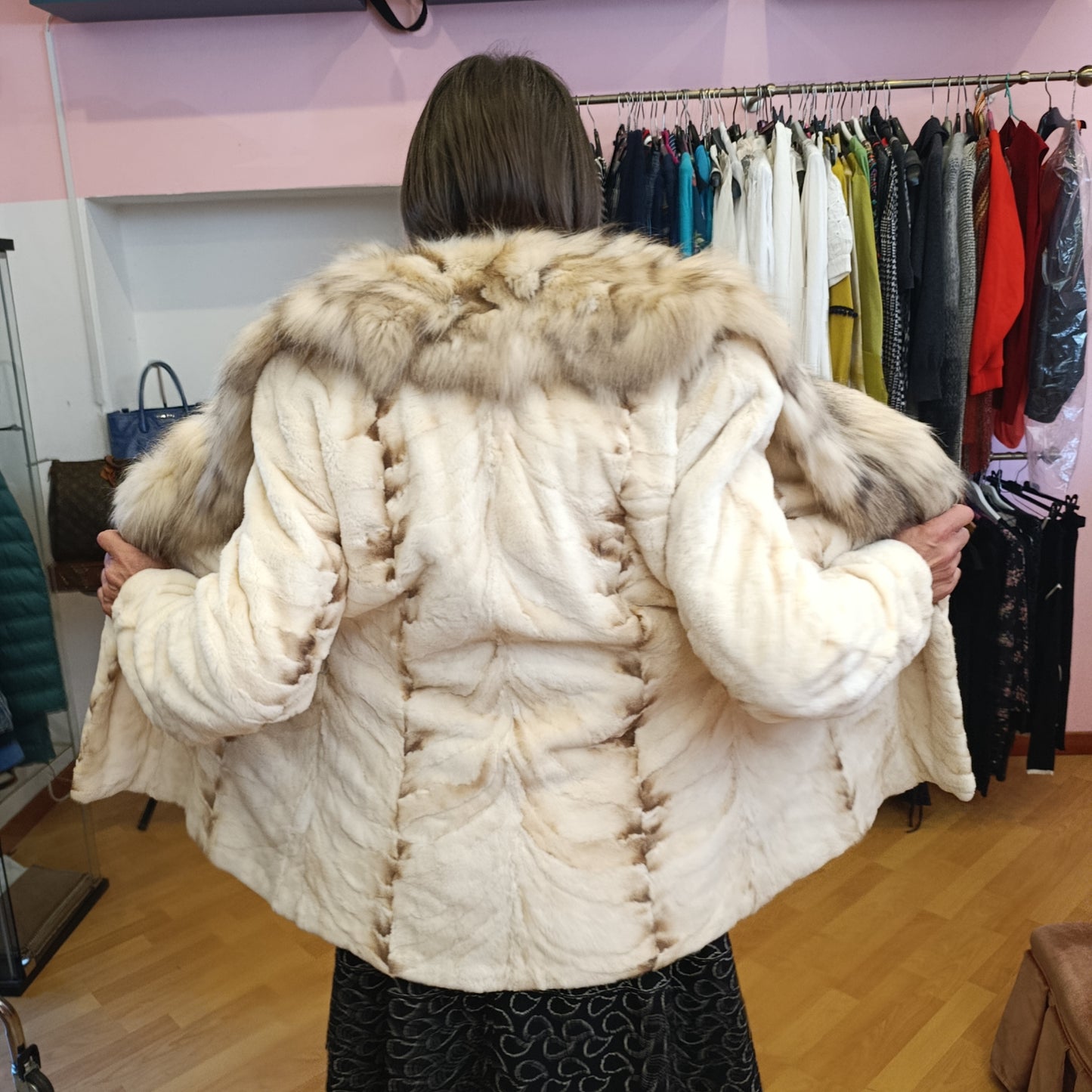 Pelliccia visone bianca tg M