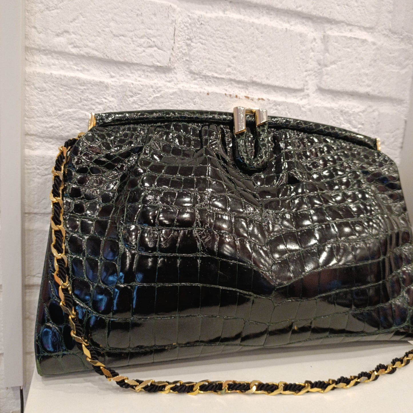 Borsa Coccodrillo verde Parapini