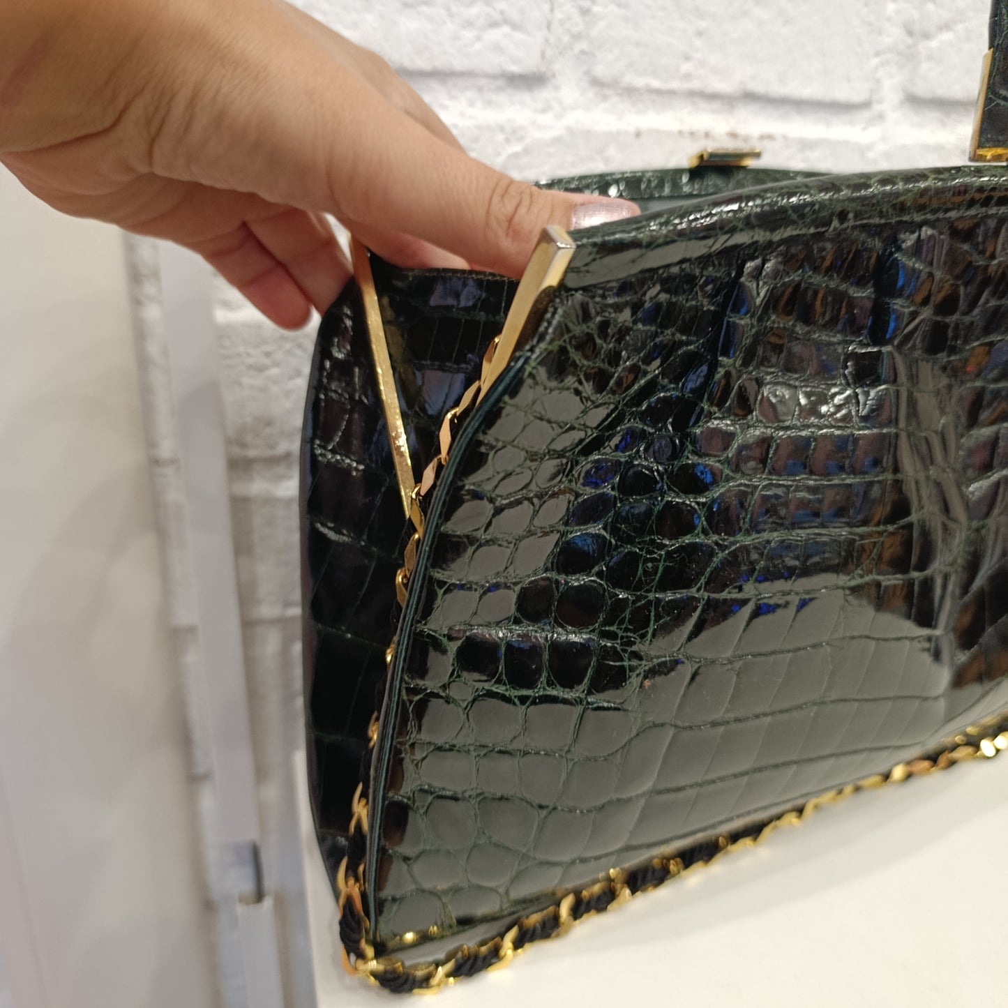 Borsa Coccodrillo verde Parapini