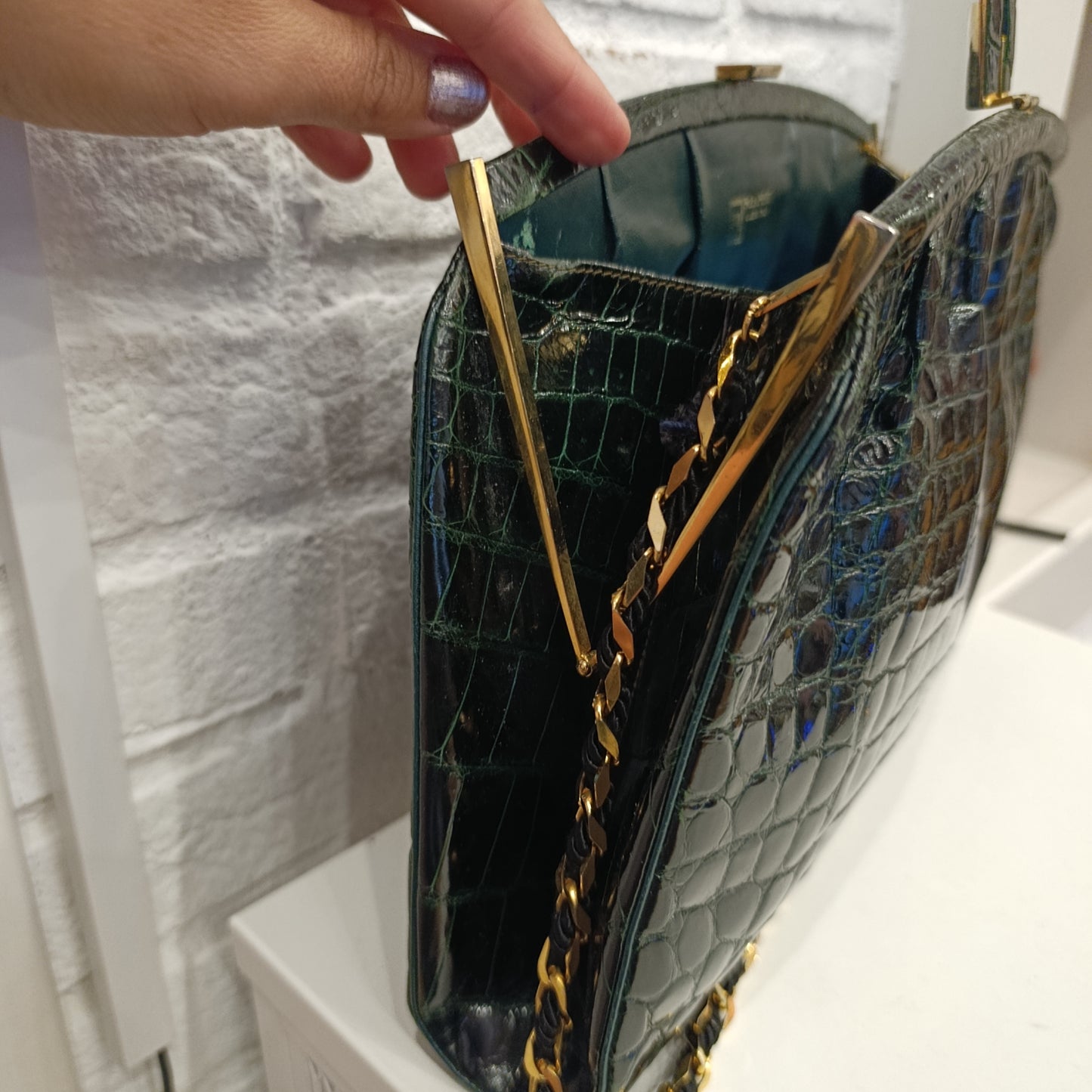 Borsa Coccodrillo verde Parapini