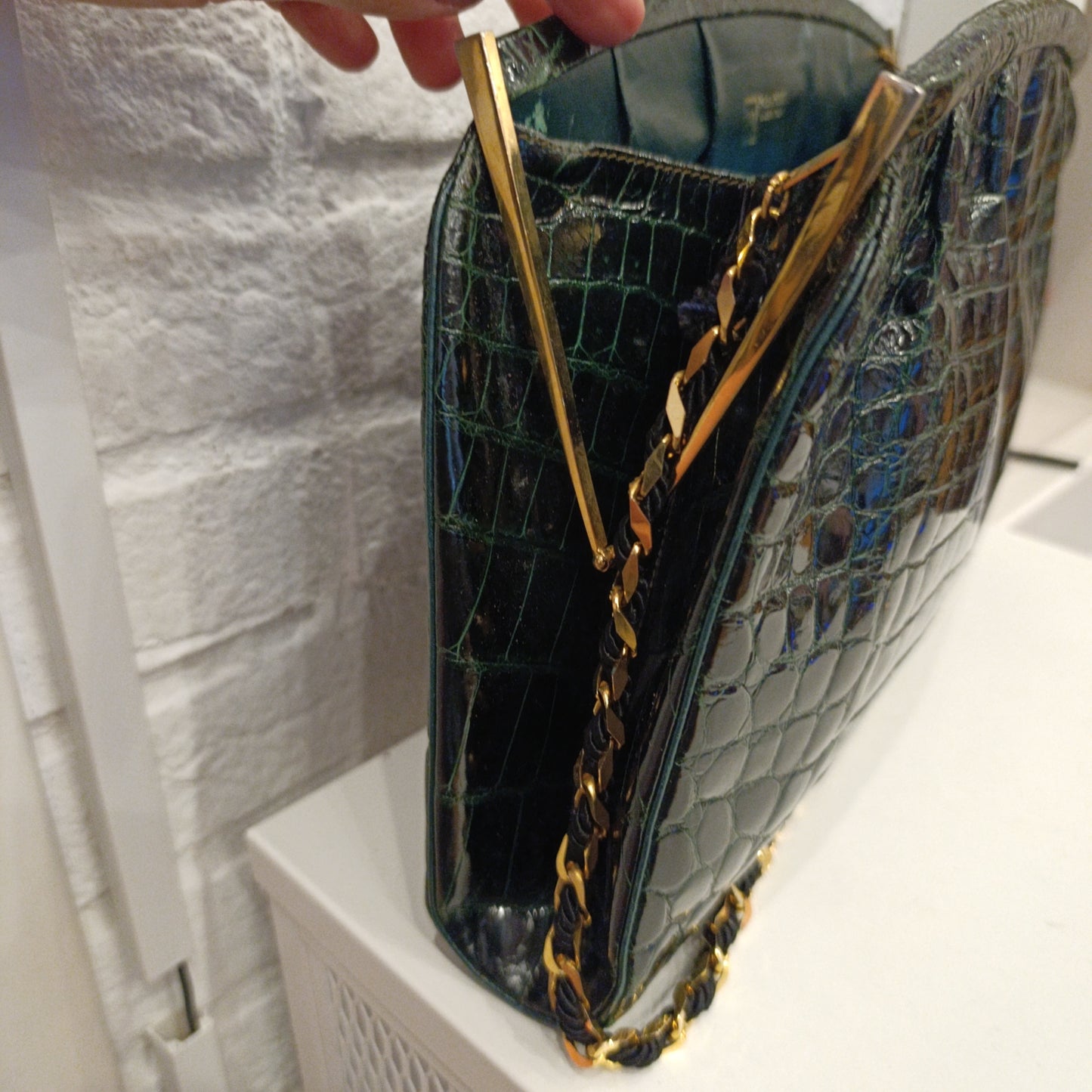 Borsa Coccodrillo verde Parapini