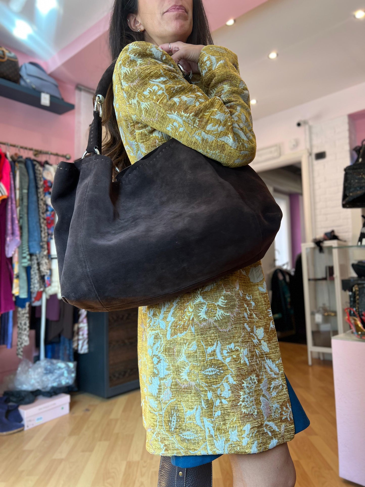 Borsa Prada in camoscio