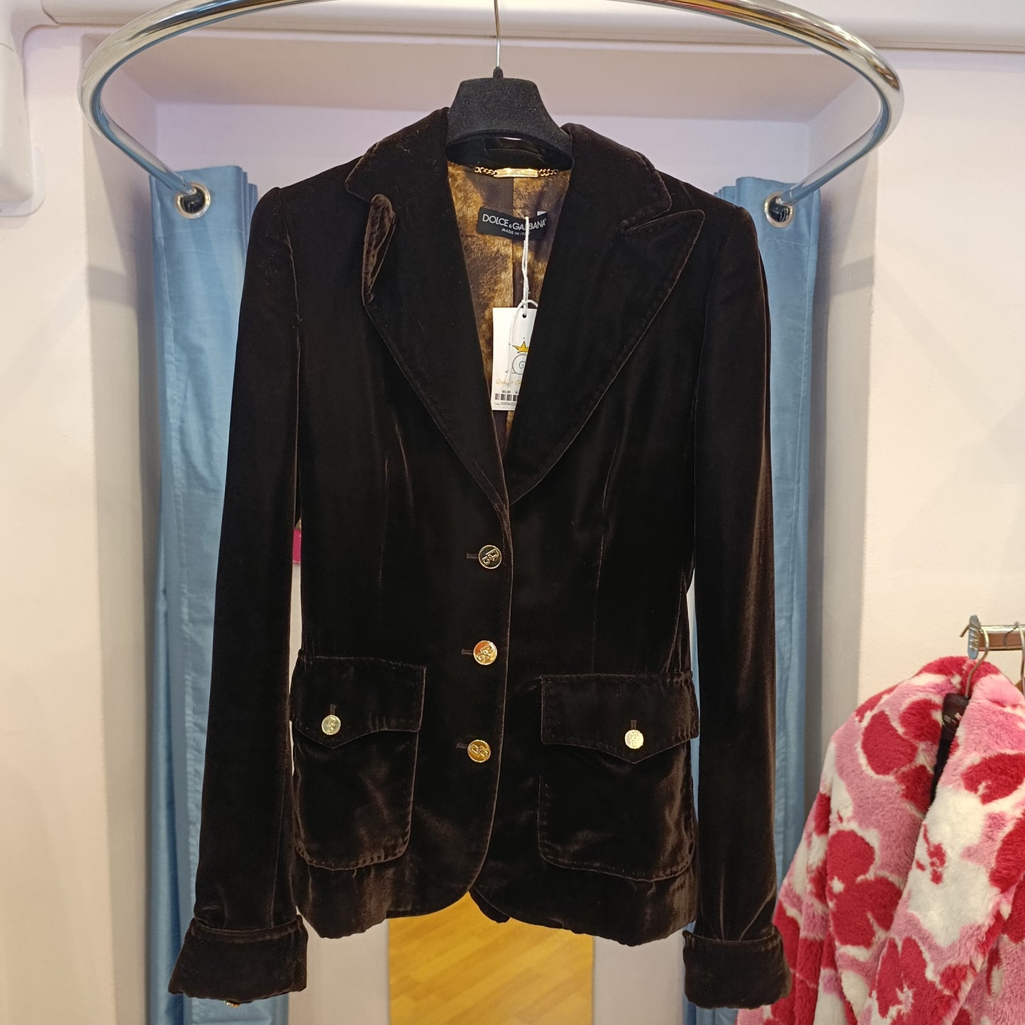 Blazer Dolce & Gabbana in velluto marrone tg 40