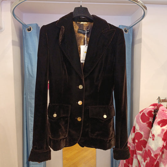 Blazer Dolce & Gabbana in velluto marrone tg 40