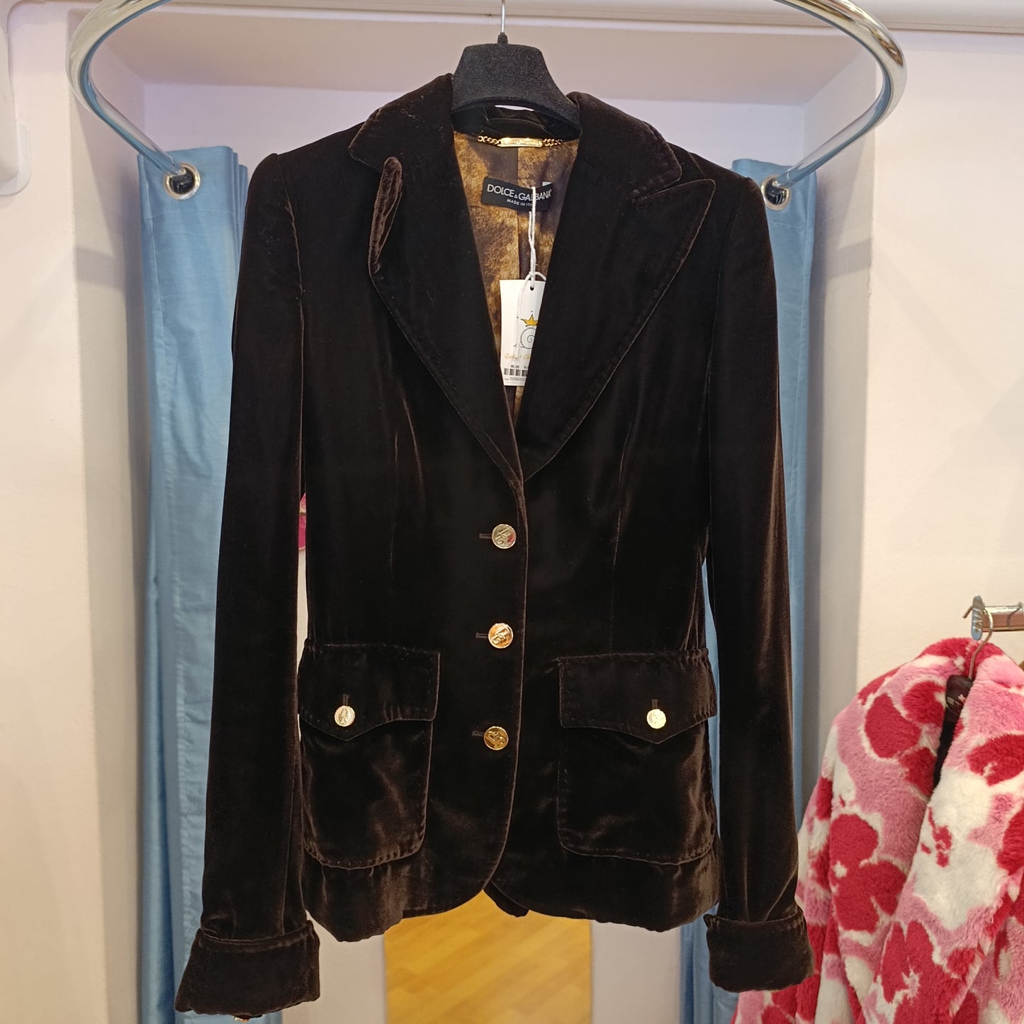 Blazer Dolce & Gabbana in velluto marrone tg 40