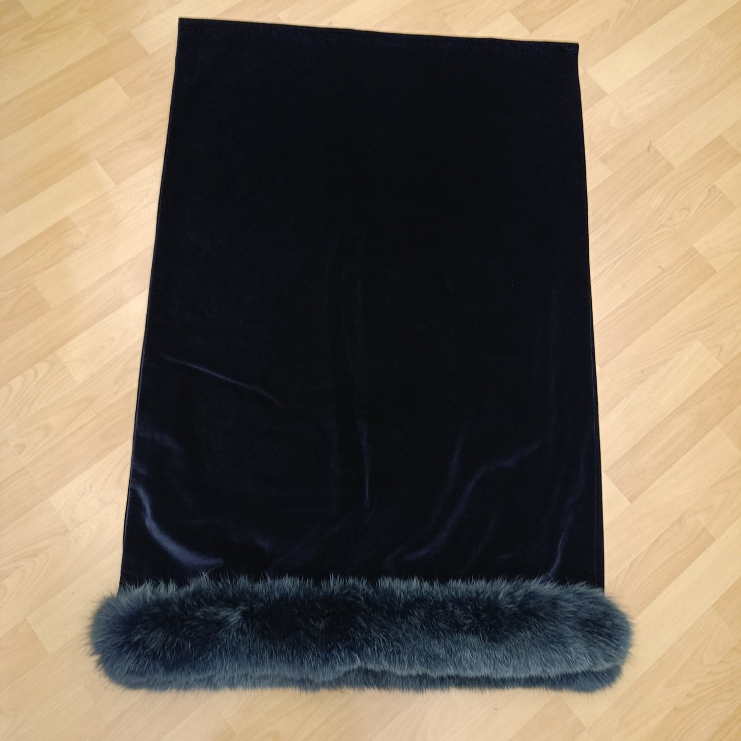 Stola velluto volpe blu notte