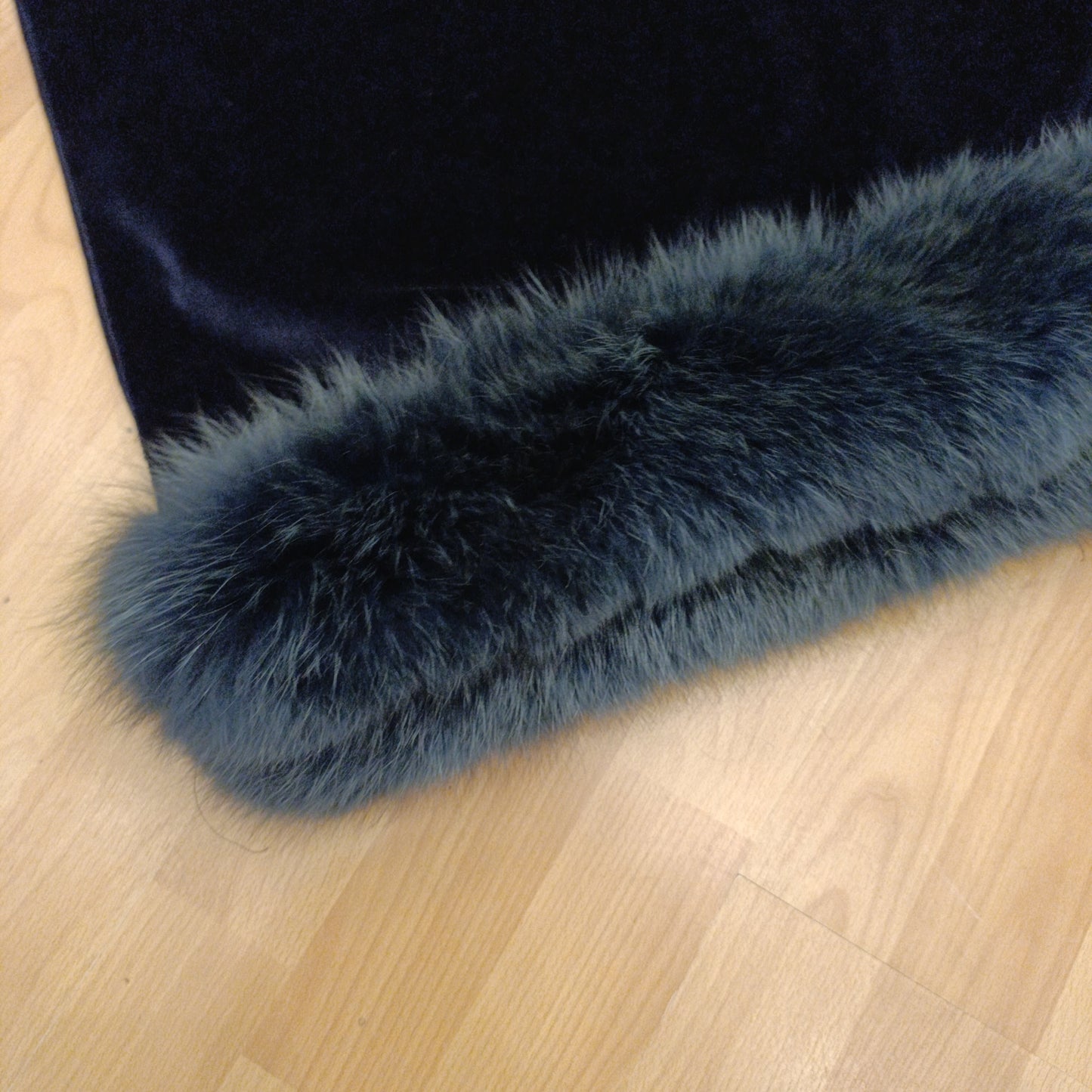 Stola velluto volpe blu notte