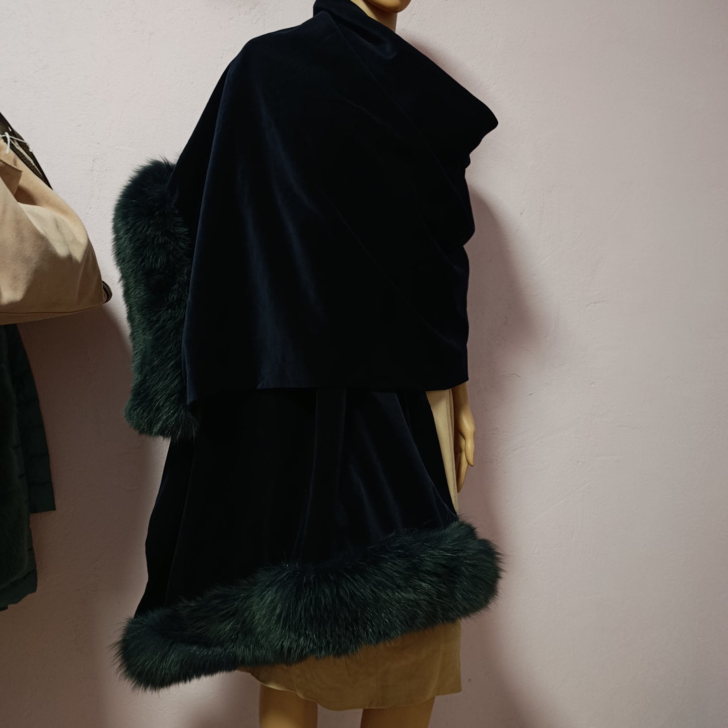 Stola velluto volpe blu notte