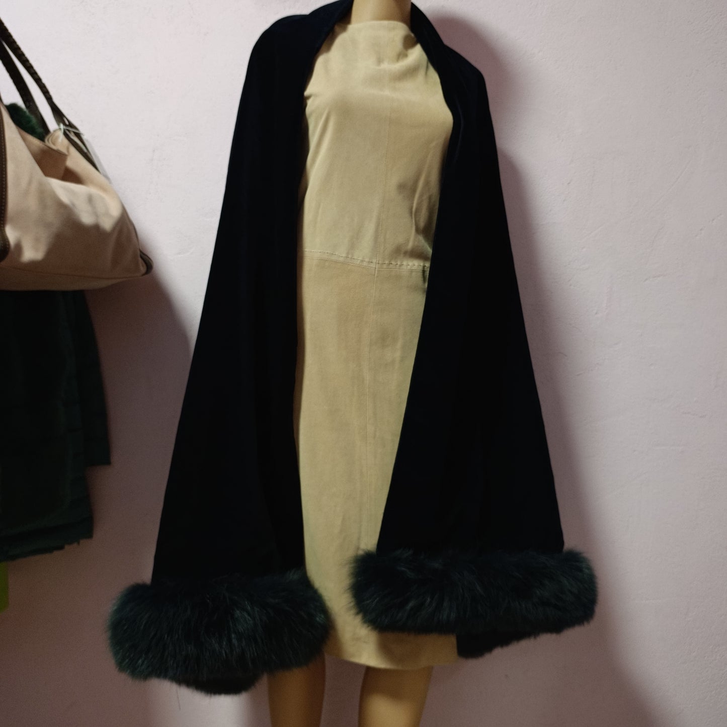 Stola velluto volpe blu notte