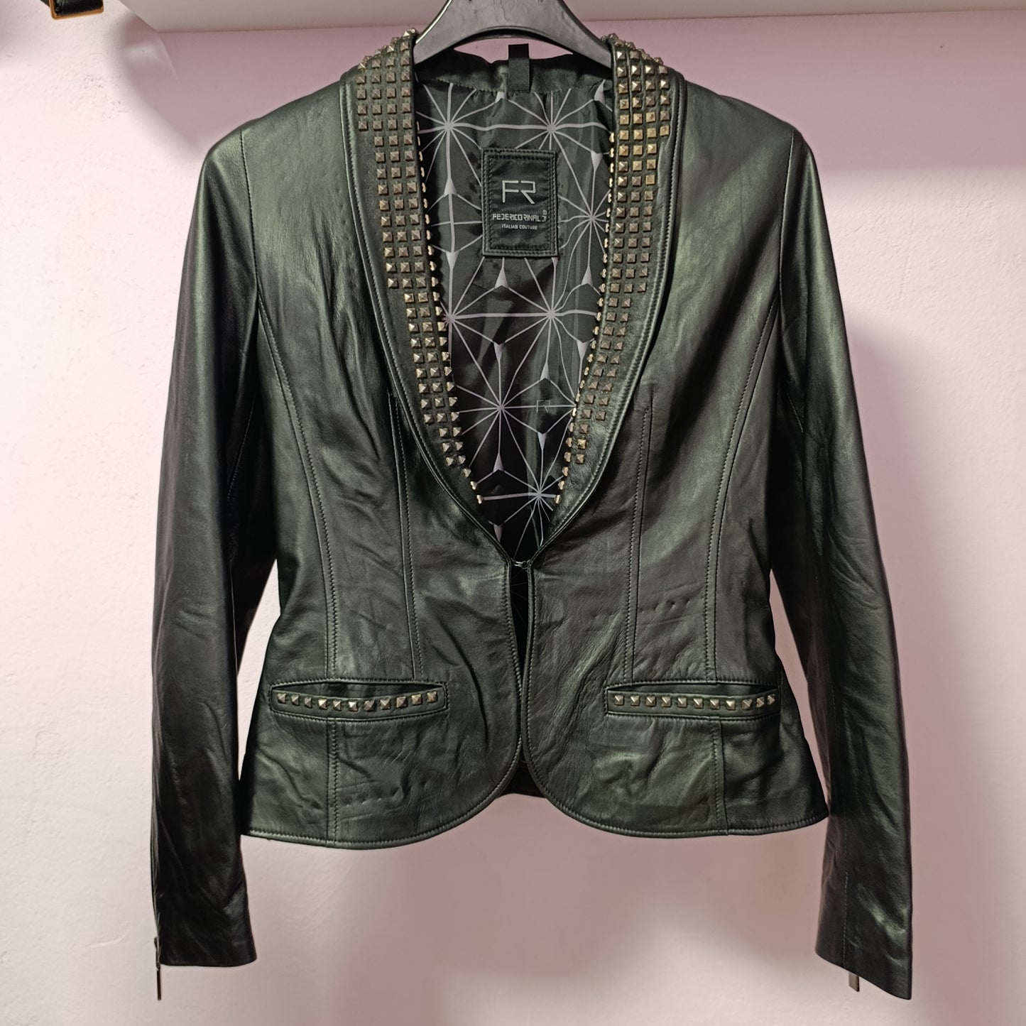 Giacca Federico Rinaldi pelle con borchie tg 42