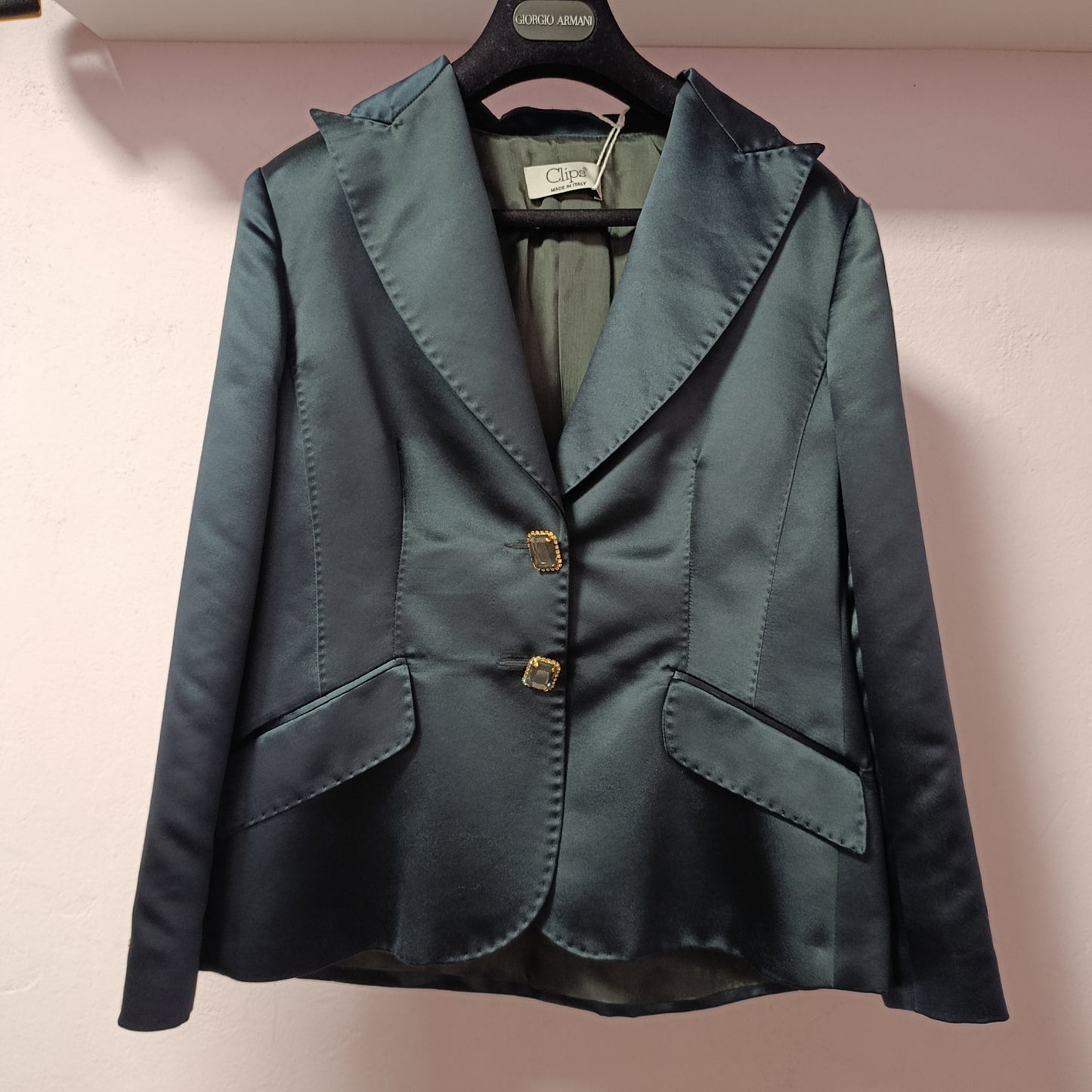 Blazer signorile blu lucido Clips tg 48