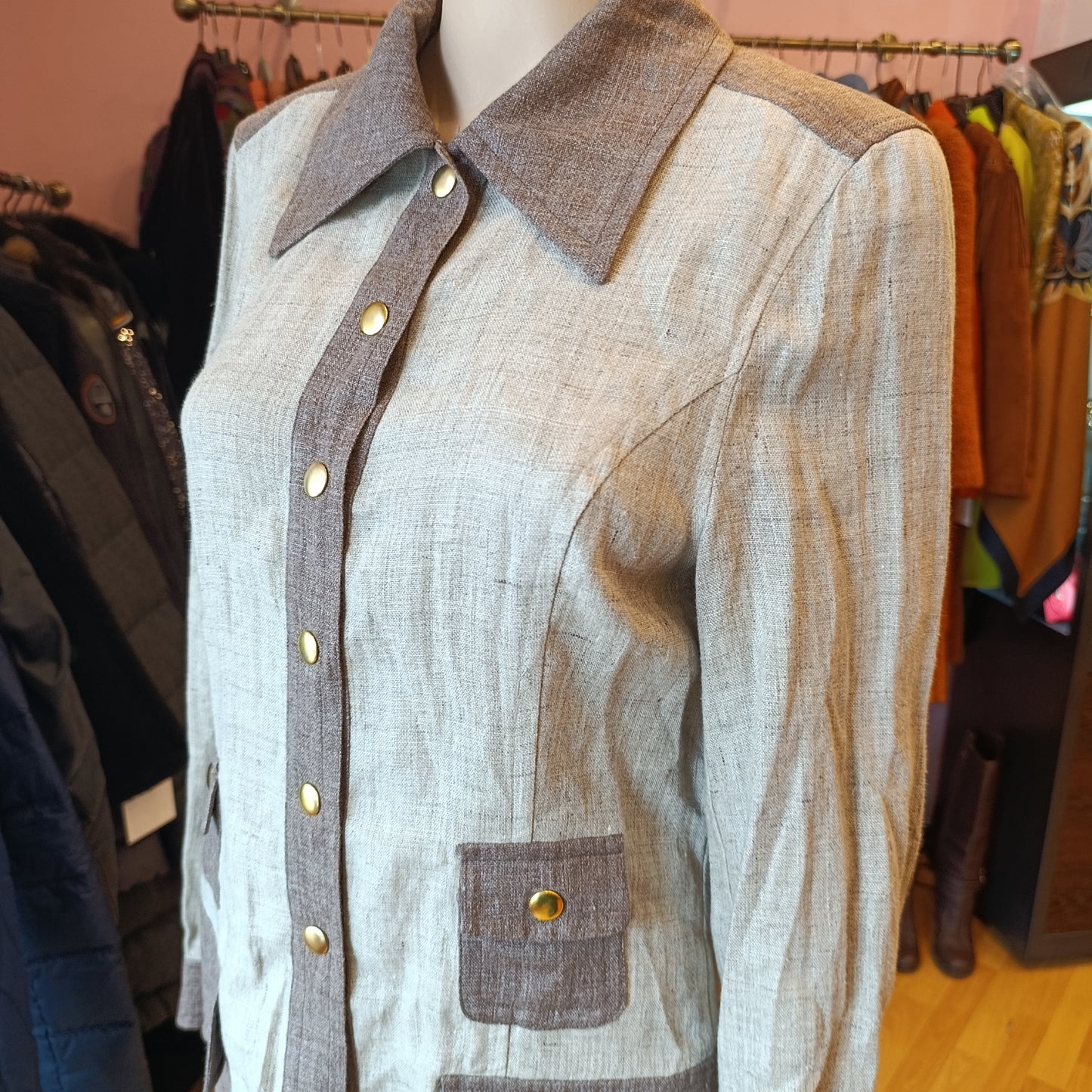 Camicia C'est Commeca/ Moschino beige tg 42 vintage