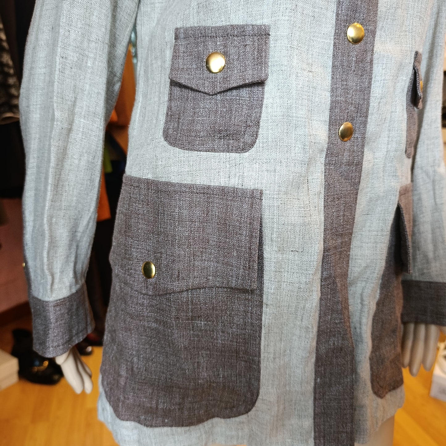 Camicia C'est Commeca/ Moschino beige tg 42 vintage