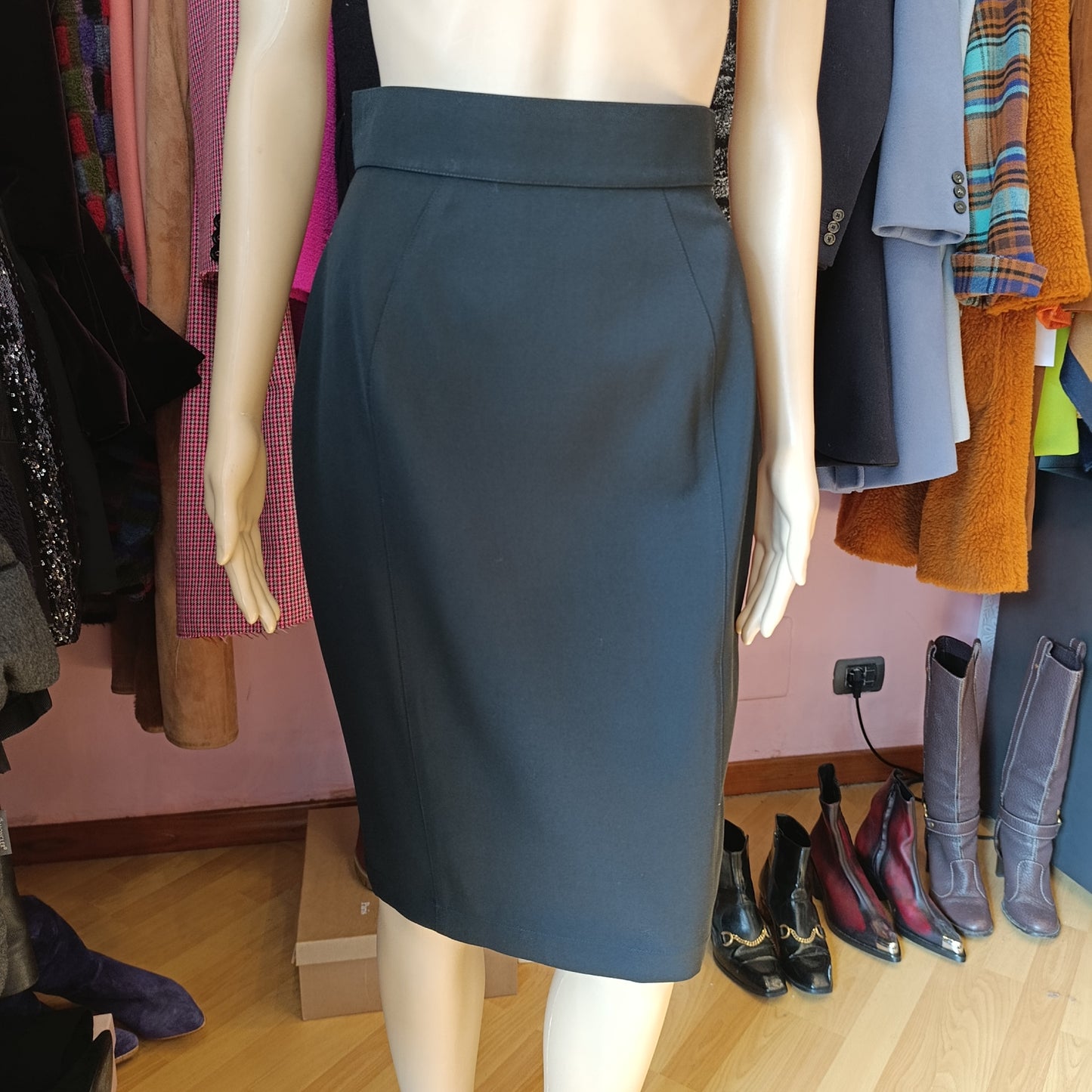 Gonna nera longuette Thierry Mugler tg 38 vintage