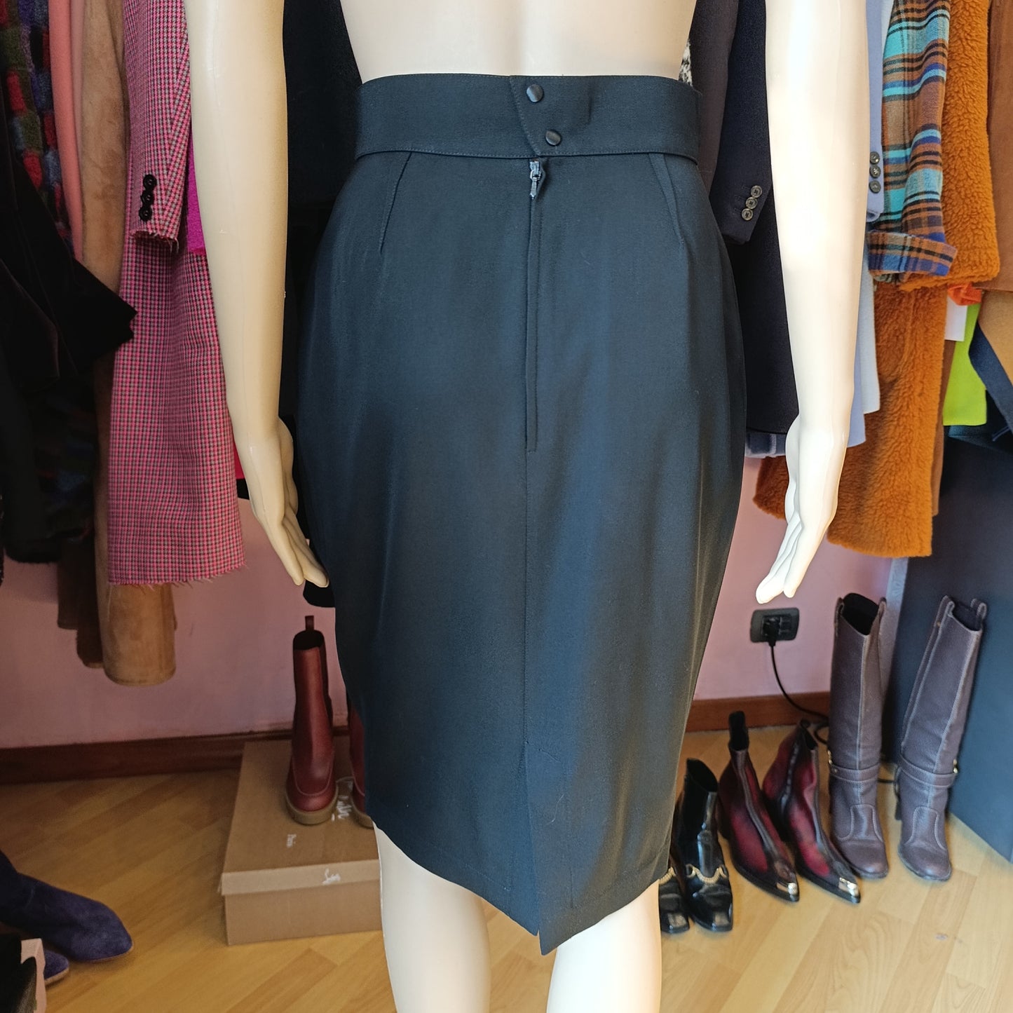 Gonna nera longuette Thierry Mugler tg 38 vintage