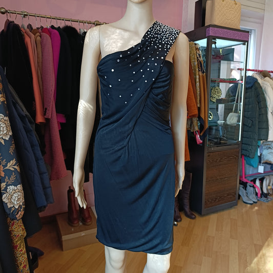 Abito nero monospalla Pinko strass tg M