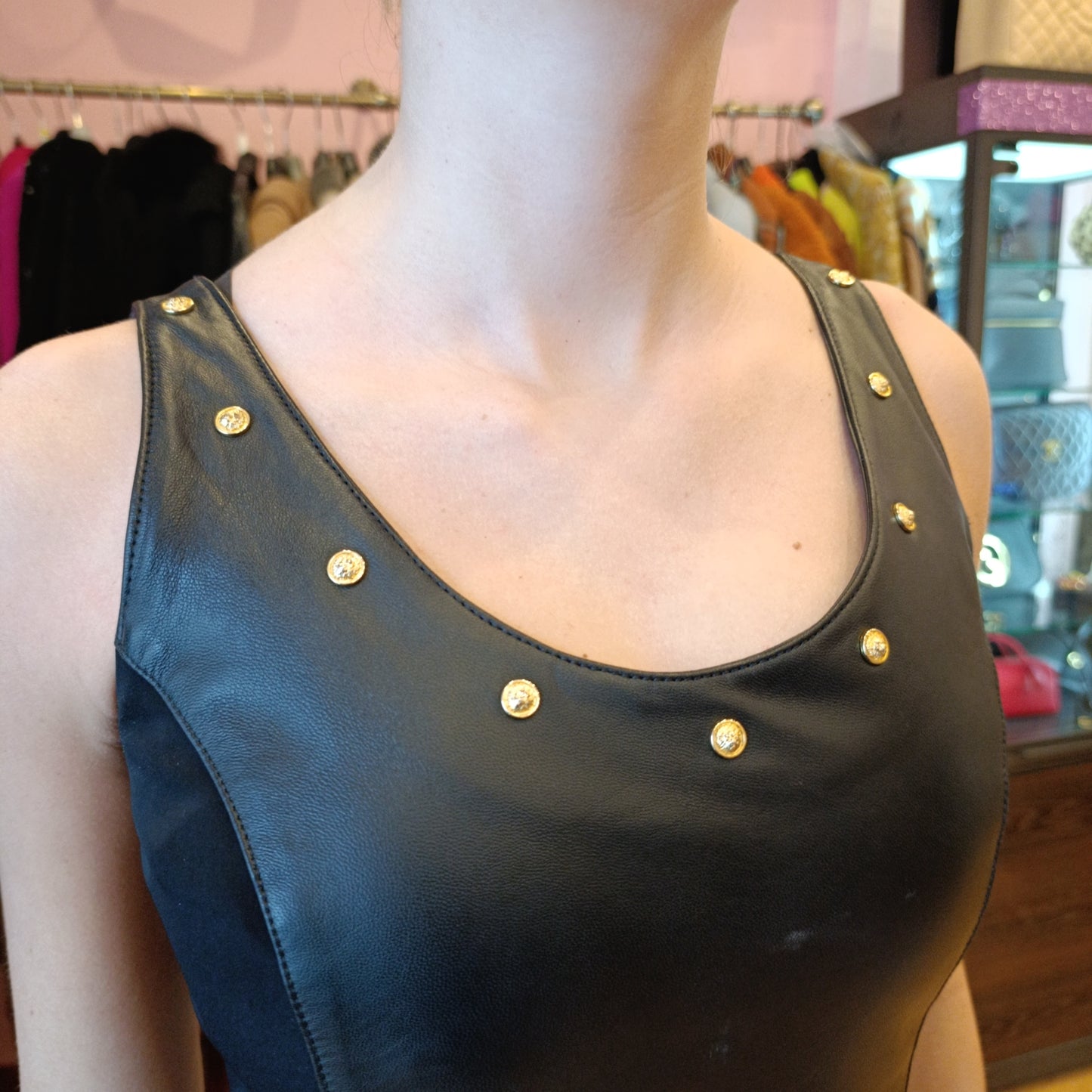 Abito nero pelle Gianni Versace tg 40