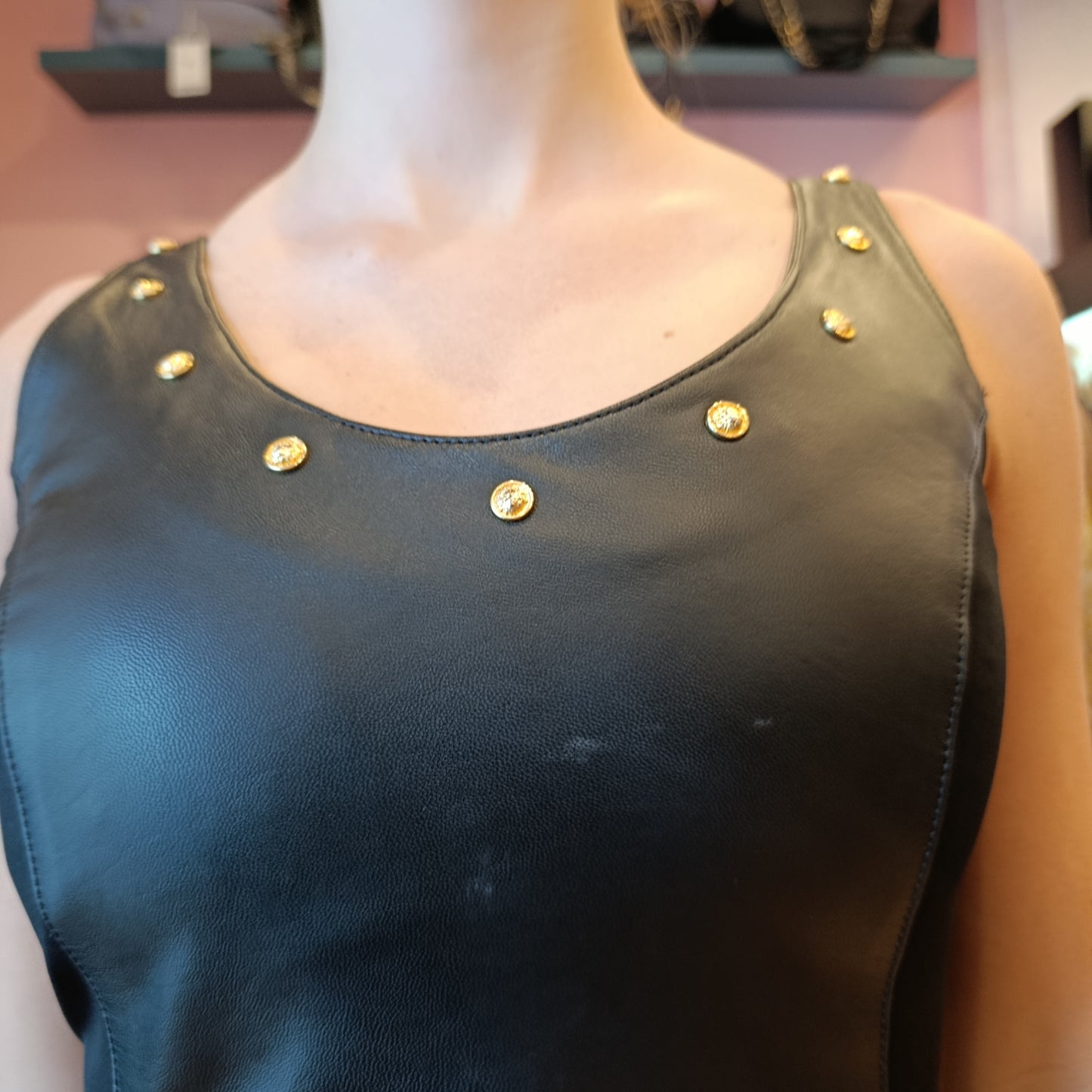 Abito nero pelle Gianni Versace tg 40